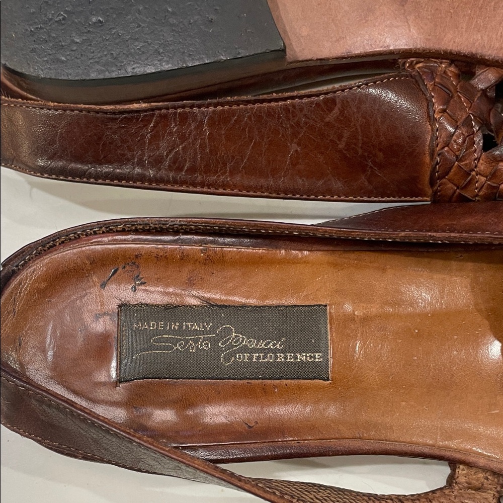 Sesto Meucci Tan Woven Leather Sandals - Picture 2 of 4